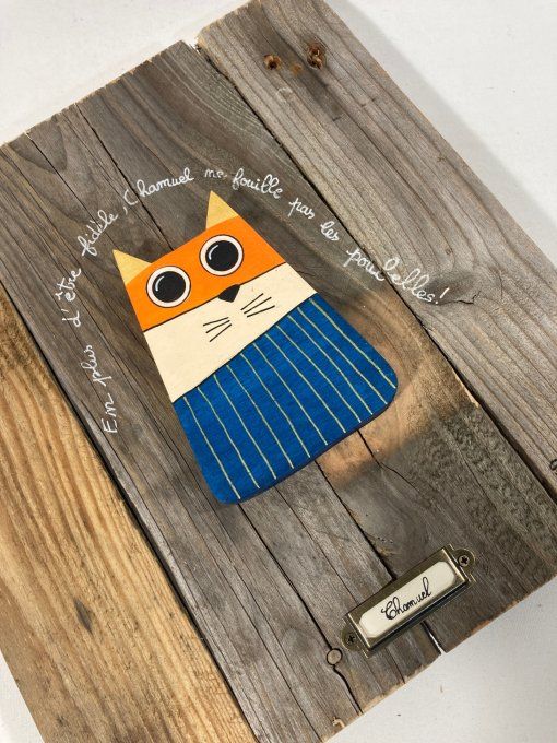 Tableau bois chat – Chamuel