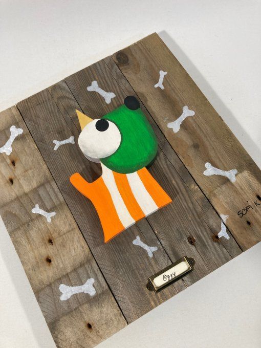 Tableau bois chien – Oggy