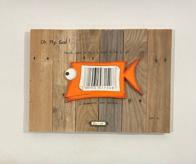 Tableau bois poisson – Bar à code