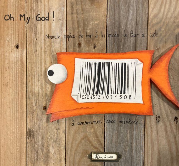 Tableau bois poisson – Bar à code