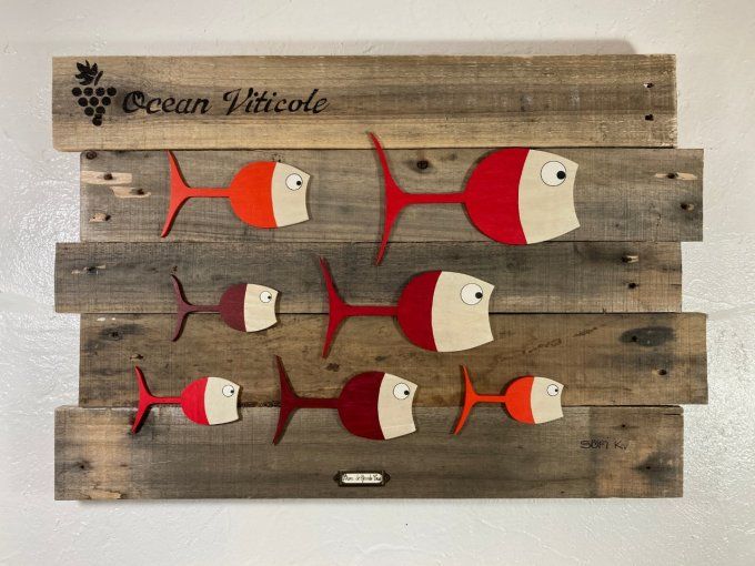 Tableau bois poisson – Océan Viticole