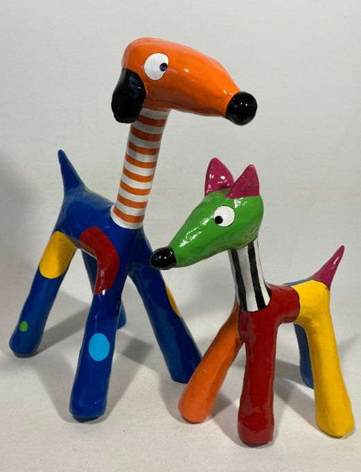 Sculpture plâtre chien - Raf