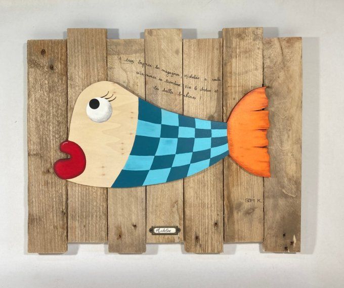 Tableau bois relief - Micheline