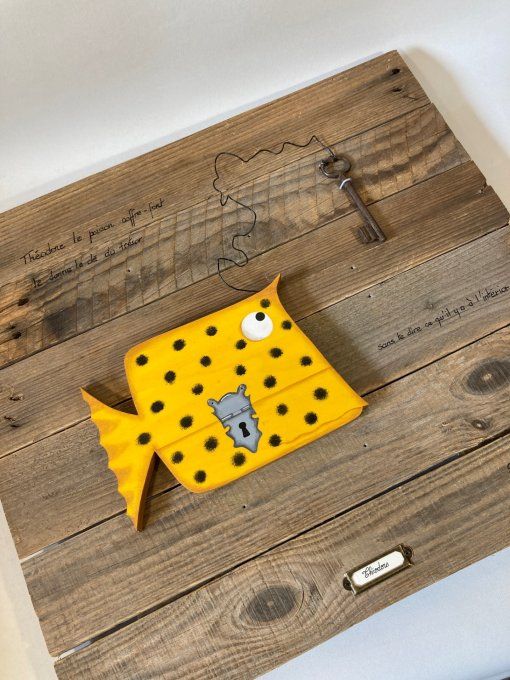 Tableau Bois Poisson coffre fort - Théodore