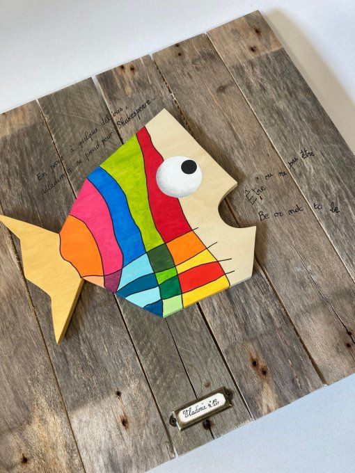 Tableau Bois Poisson Coloré - Vladimir