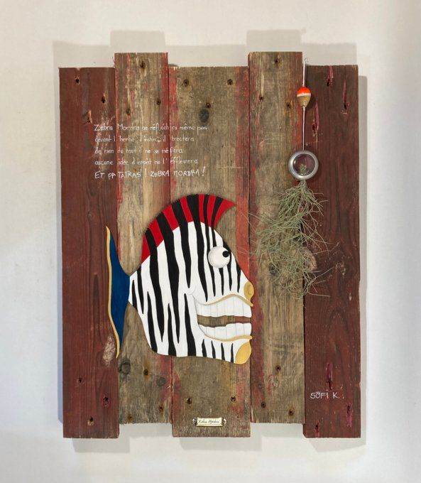 Tableau bois poisson zèbre – Zebra Mordra