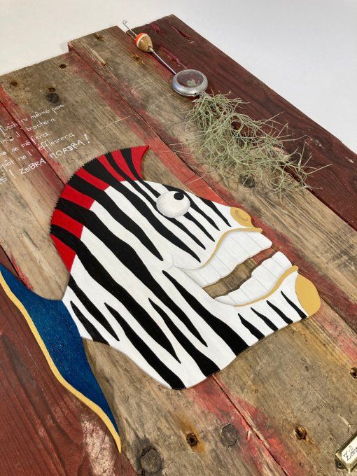 Tableau bois poisson zèbre – Zebra Mordra